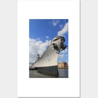 USS Wisconsin, BB64, moored in Norfolk, Virginia Posters and Art